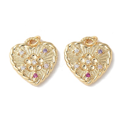 Brass Micro Pave Clear Cubic Zirconia Pendants KK-Q031-44G-10-1