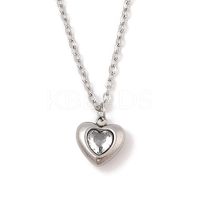 Heart 304 Stainless Steel Micro Pave Cubic Zirconia Pendant Necklaces & Bracelets & Stud Earrings Sets for Women SJEW-C004-13P-01-1