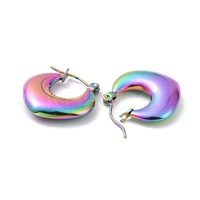 Ion Plating(IP) Rainbow Color 304 Stainless Steel Chunky Rhombus Hoop Earrings for Women EJEW-G293-22M-1