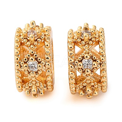 Brass Micro Pave Cubic Zirconia European Beads KK-K378-39G-1