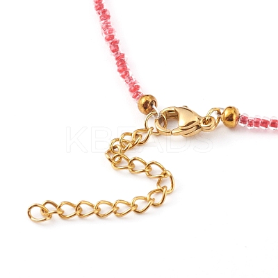 Glass Seed Beads Pendant Necklaces NJEW-JN03338-03-1