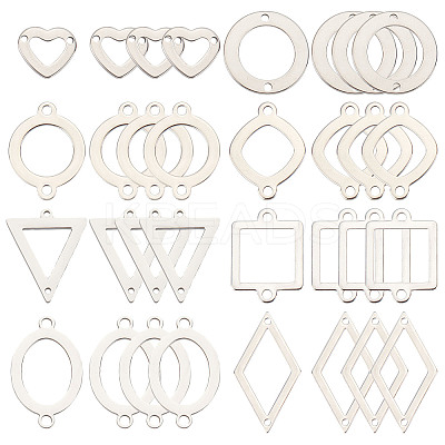32Pcs 8 Styles Stainless Steel Connector Charms STAS-SC0005-07-1