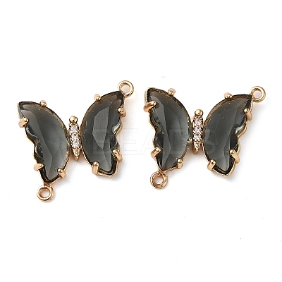Brass Pave Faceted Glass Connector Charms FIND-Z020-04V-1