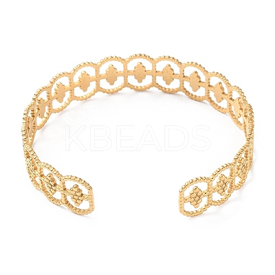 304 Stainless Steel Hollow Oval Cuff Bangles BJEW-F457-11G-1