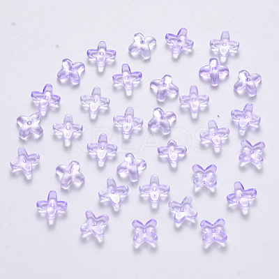 Transparent Spray Painted Glass Beads GLAA-R211-06-C02-1