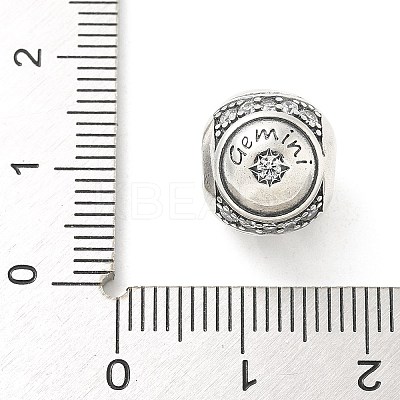 Brass Clear Cubic Zirconia European Beads LS-FIND-M049-01AS-08-1