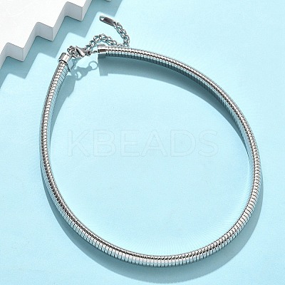 12MM 304 Stainless Steel Flat Snake Chain Necklaces for Women LS-NJEW-U049-01P-1