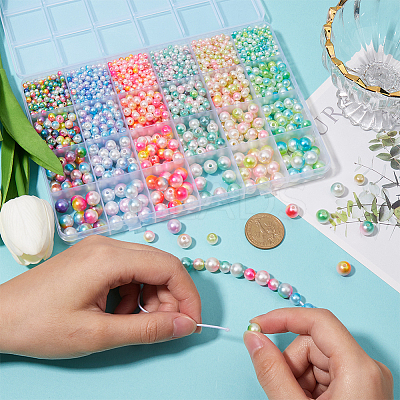 1890Pcs Two Tone ABS Plastic Imitation Pearl Beads Sets DIY-WH20010-19B-1