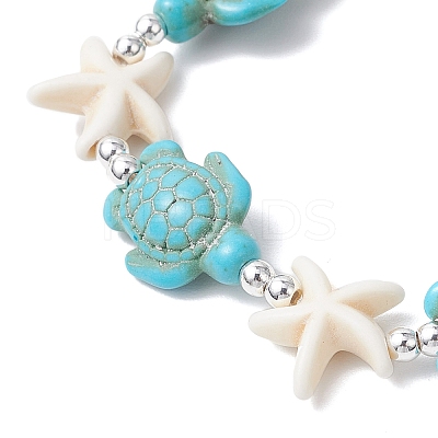 Synthetic Turquoise Beaded Stretch Bracelets for Men Women BJEW-JB11760-01-1