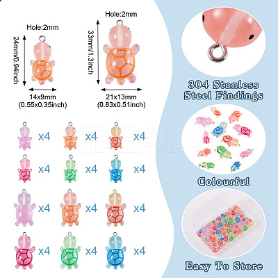 48Pcs 12 Styles Luminous Resin Pendants JACR-TA0001-02-1