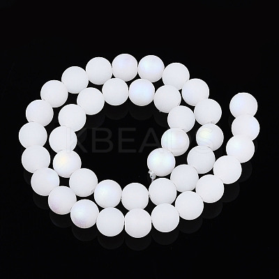 Frosted Imitation Jade Glass Beads Strands GLAA-T032-J10mm-MBB01-1
