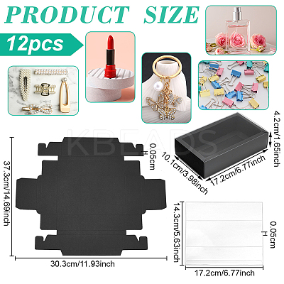 Foldable Creative Kraft Paper Drawer Boxes with Clear PVC Cover Sheet CON-WH0113-09A-1