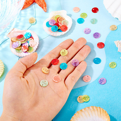 70Pcs 7 Styles Spray Painted Natural Capiz Shell Connector Charms SSHEL-TA0001-21-1