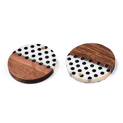 Printed Opaque Resin & Walnut Wood Pendants RESI-N039-05-1