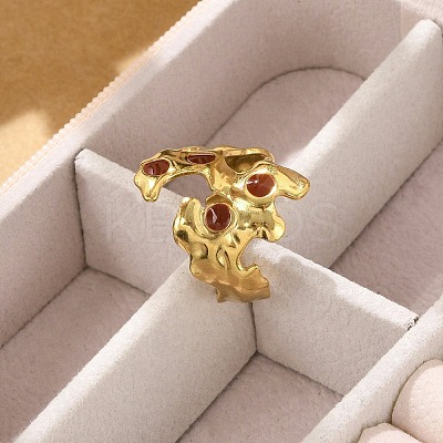 Irregular 304 Stainless Steel Enamel Wide Open Cuff Rings for Women LS-RJEW-G338-12G-01-1