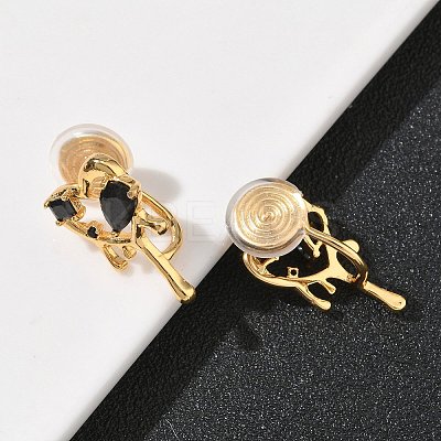 Brass Micro Pave Cubic Zirconia Clip-on Earrings EJEW-K286-11G-1