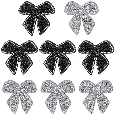 8Pcs 2 Colors Bowknot Hotfix Rhinestone Iron on Patches Appliques DIY-CP0009-66-1