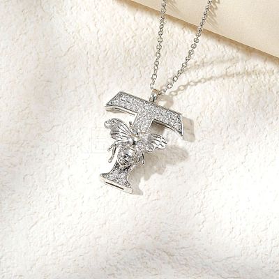 Brass Micro Pave Clear Cubic Zirconia Pendant Necklaces FS-WG7BC7F-13-1