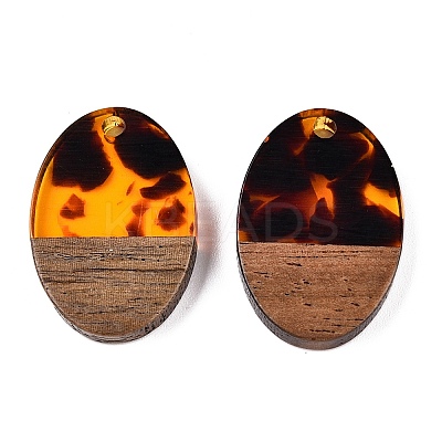 Transparent Resin and Walnut Wood Pendants RESI-T057-04D-1