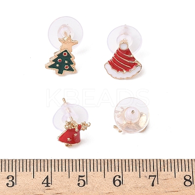 4Pcs Christmas Theme Alloy Enamel Stud Earrings EJEW-B068-02KCGG-04-1