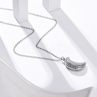 304 Stainless Steel Openable Moon Pendant Cable Chain Necklaces for Women STAS-Z114-18P-1