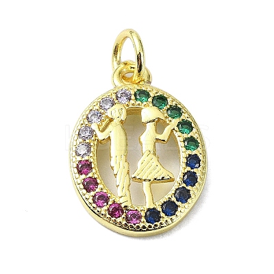 Brass Micro Pave Cubic Zirconia Pendants KK-H475-09G-1