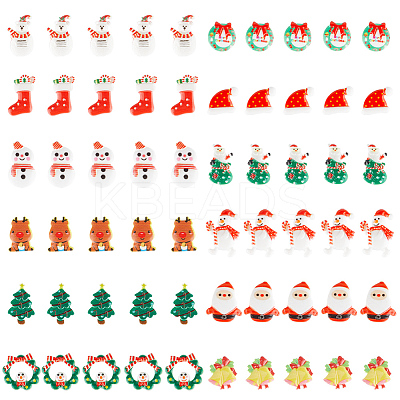 60Pcs 12 Styles Christmas Theme Resin Cabochons Sets CRES-GF0001-05-1