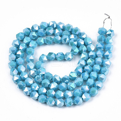 Electroplate Opaque Glass Beads Strands EGLA-T019-05L-1