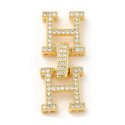 Rack Plating Brass Micro Pave Clear Cubic Zirconia Fold Over Clasps KK-H447-16G-1