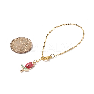 Tulip Alloy Enamel Pendants Wine Glass Charms Sets AJEW-JO00177-1