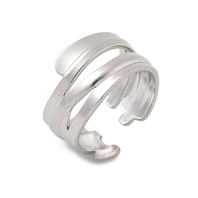 304 Stainless Steel Cuff Rings for Women RJEW-A079-08C-P-1