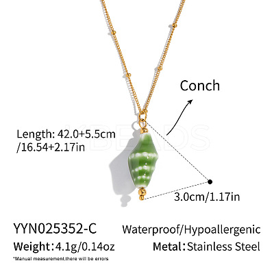 Conch Shell Shape Pendant 304 Stainless Steel Satellite Chain Necklaces for Women LD6500-3-1