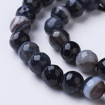 Natural Black Agate Beads Strands G-G753-08-8mm-1