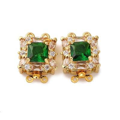 Rack Plating Square Brass Micro Pave Cubic Zirconia Box Clasps KK-F876-13G-1-1