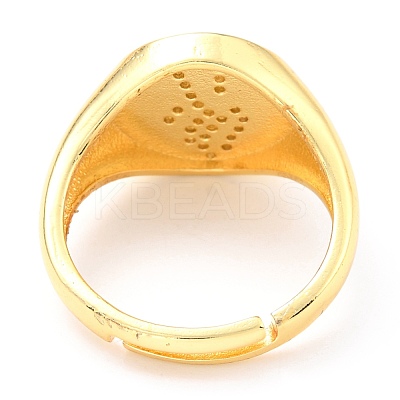 Adjustable Real 18K Gold Plated Brass Enamel Finger Ringss RJEW-L071-29G-1