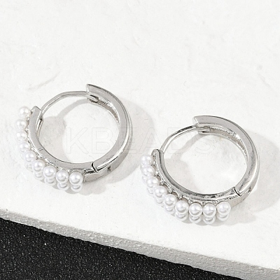 Brass ABS Imitation Pearl Hoop Earrings EJEW-M082-04P-1