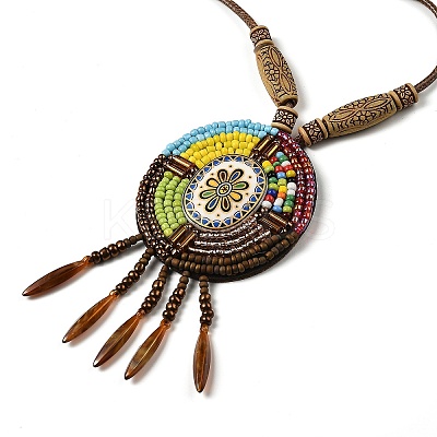 Retro Style Glass & Acrylic & CCB Beads Pendant Necklaces NJEW-Q349-01B-1