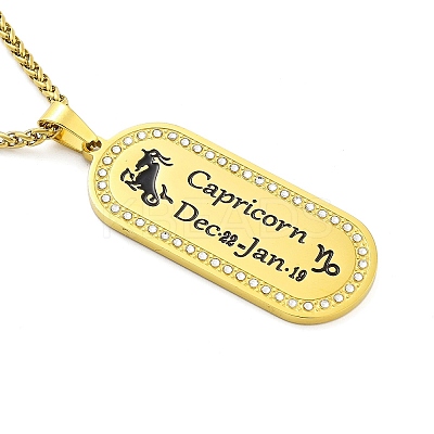 Constellation 304 Stainless Steel Micro Pave Clear Cubic Zirconia Wheat Chain Pendant Necklaces for Women Men NJEW-U007-01H-1