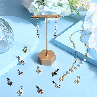 80Pcs 4 Colors Tibetan Style Alloy Treble Clef Pendants FIND-SC0006-82-1