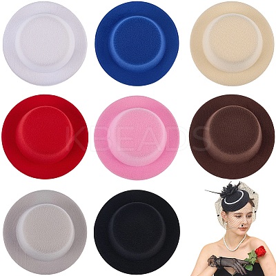 8Pcs 8 Colors EVA Fabric Pillbox Stewardess Fascinator Hat Base for Millinery AJEW-GF0010-94-1