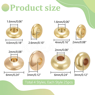 100Pcs 4 Styles Brass Spacer Beads KK-PH0006-68-1