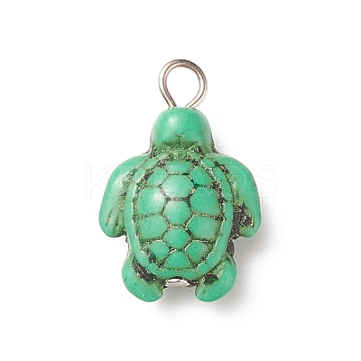 Dyed Synthetic Turquoise Pendants PALLOY-JF01906-01-1