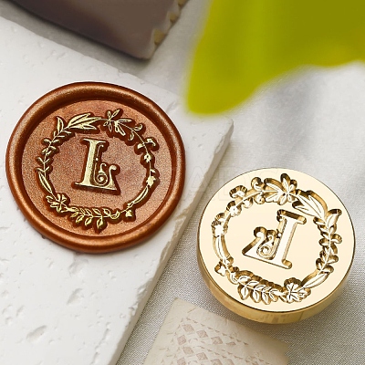 Golden Tone Wax Seal Brass Stamp Head DIY-B079-01G-L-1