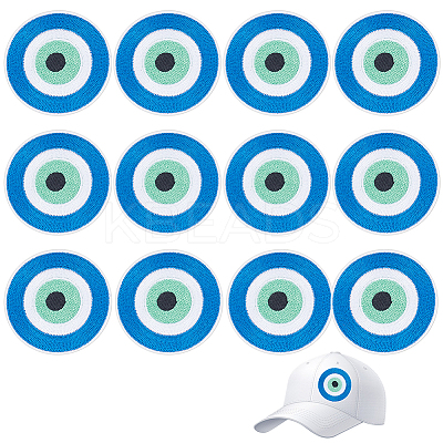12Pcs Evil Eye Iron on/Sew On Patches PATC-FG0001-87-1