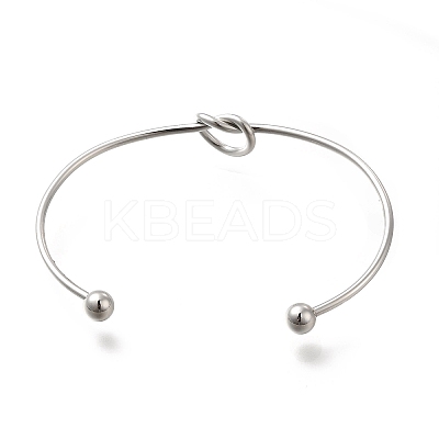 Non-Tarnish 304 Stainless Steel Knot Cuff Bangles for Women BJEW-M233-04P-1