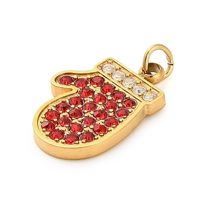 304 Stainless Steel Rhinestone Charms FIND-I062-01G-06-1