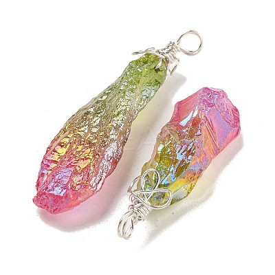 Electroplated Raw Rough Natural Quartz Crystal Big Pendants G-A229-02P-02-1