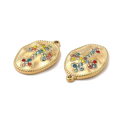 PVD Vacuum Plating 201 Stainless Steel with Rhinestone Pendants STAS-J401-VC996-1