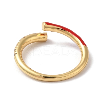 Rack Plating Brass Cubic Zirconia Open Cuff Rings for Women RJEW-S407-04H-1
