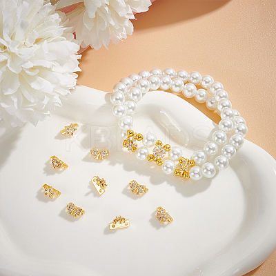 20Pcs 5 Style Rack Plating Brass Pave Clear Cubic Zirconia Flower Slide Charms KK-BC0012-86-1